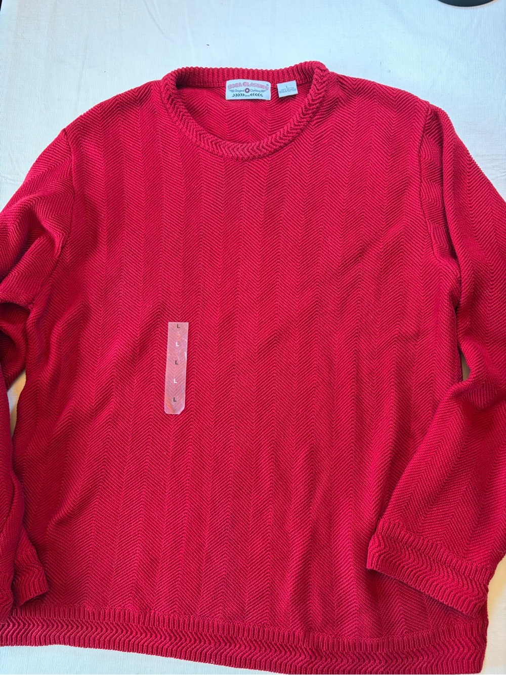NWT 100% cotton Boca classics Red Crewneck Sweater vintage natural fibers